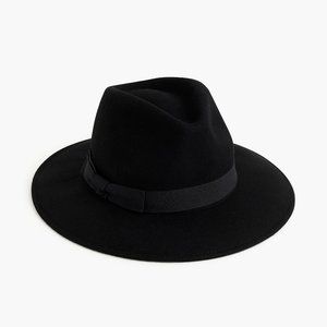 J.Crew Western Fedora hat grosgrain trim Black AC458